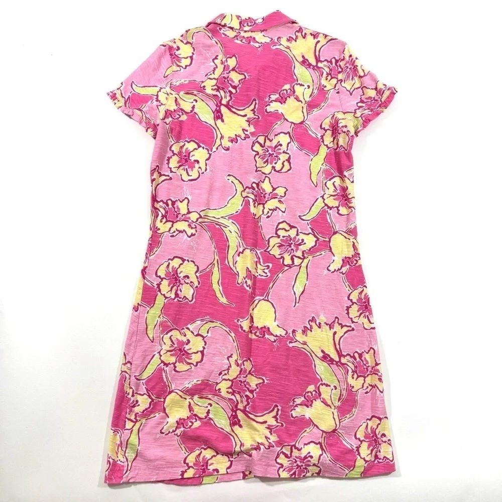 Lilly Pulitzer Carolyn Mini Polo Dress Hotty Pink Yellow - Picture 2 of 6